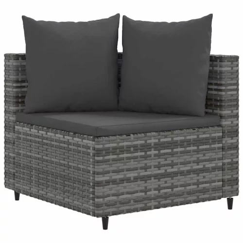  6 részes szürke polyrattan kerti ülőgarnitúra párnákkal