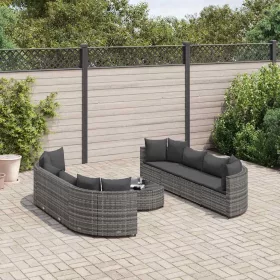    9 részes szürke polyrattan kerti ülőgarnitúra párnákkal
