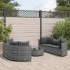  7 részes szürke polyrattan kerti ülőgarnitúra párnákkal
