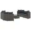  7 részes szürke polyrattan kerti ülőgarnitúra párnákkal