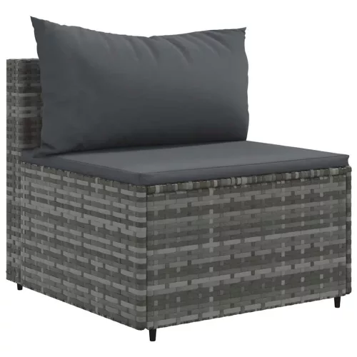  7 részes szürke polyrattan kerti ülőgarnitúra párnákkal