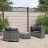  5 részes szürke polyrattan kerti ülőgarnitúra párnákkal