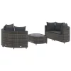  5 részes szürke polyrattan kerti ülőgarnitúra párnákkal