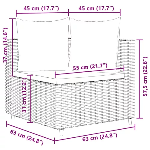  5 részes szürke polyrattan kerti ülőgarnitúra párnákkal
