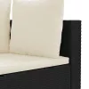  3 részes fekete polyrattan kerti ülőgarnitúra párnával