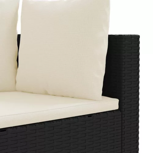  3 részes fekete polyrattan kerti ülőgarnitúra párnával