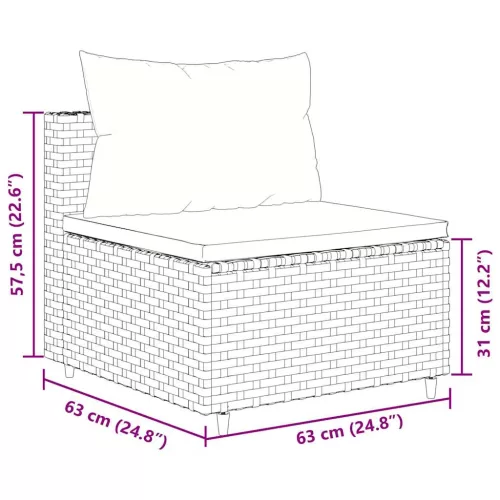  3 részes fekete polyrattan kerti ülőgarnitúra párnával