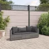  3 részes szürke polyrattan kerti ülőgarnitúra párnákkal