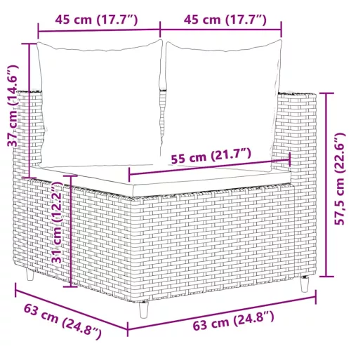  3 részes szürke polyrattan kerti ülőgarnitúra párnákkal