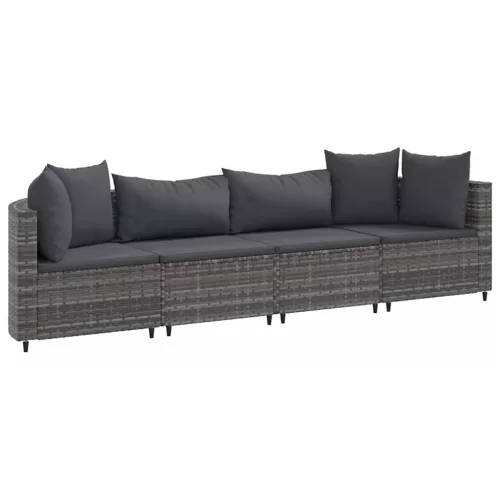  4 részes szürke polyrattan kerti ülőgarnitúra párnákkal