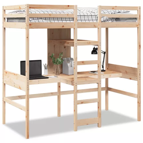  tömör fenyő galériaágy-keret matrac nélkül 80 x 200 cm