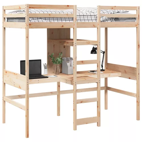  tömör fenyő galériaágy-keret matrac nélkül 80 x 200 cm