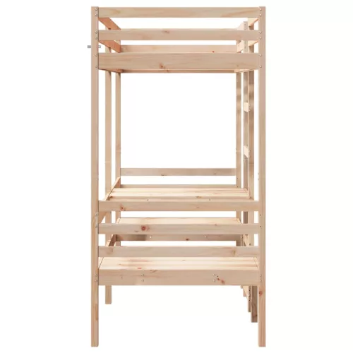  tömör fenyő galériaágy-keret asztallal és székekkel 90 x 200 cm
