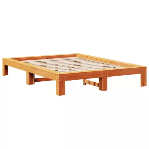  viaszbarna tömör fenyőfa ágy matrac nélkül 150 x 200 cm