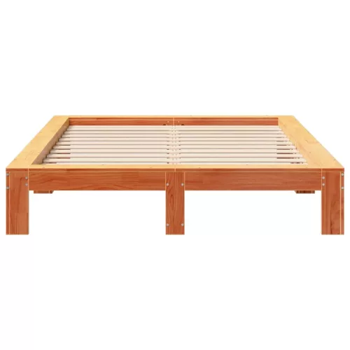  viaszbarna tömör fenyőfa ágy matrac nélkül 150 x 200 cm