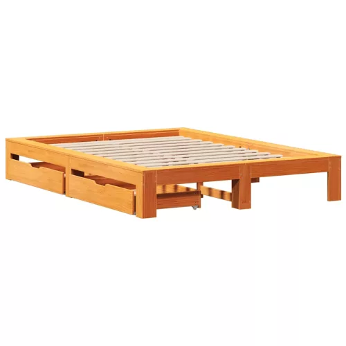  viaszbarna tömör fenyőfa ágy matrac nélkül 140 x 200 cm