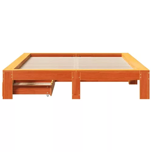  viaszbarna tömör fenyőfa ágy matrac nélkül 140 x 200 cm