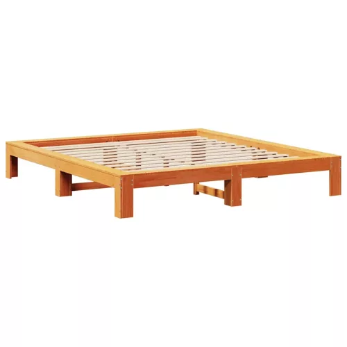  viaszbarna tömör fenyőfa ágy matrac nélkül 140 x 200 cm