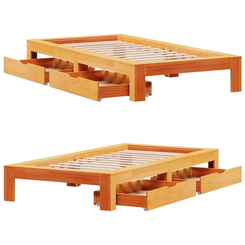 viaszbarna tömör fenyőfa ágy matrac nélkül 75 x 190 cm