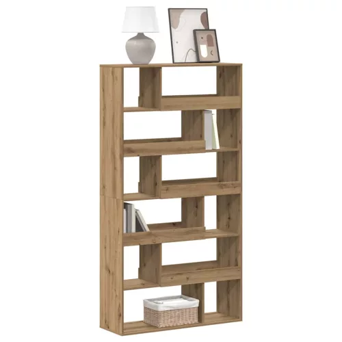  kézműves tölgy színű szerelt fa könyvespolc 100 x 33 x 187,5 cm