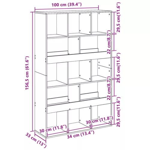  fekete szerelt fa könyvespolc 100 x 33 x 156,5 cm