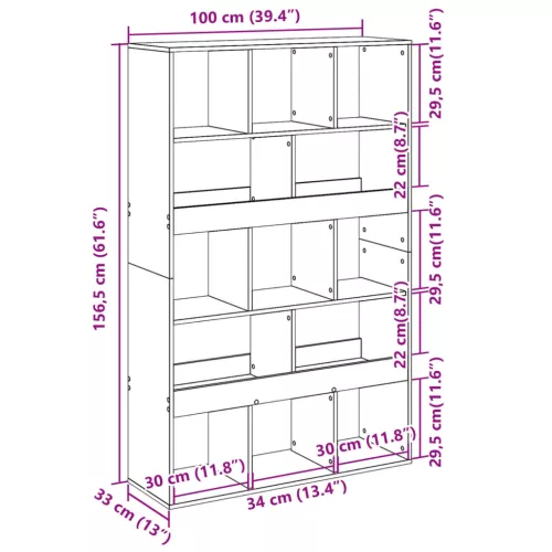  sonoma tölgy színű szerelt fa könyvszekrény 100 x 33 x 156,5 cm