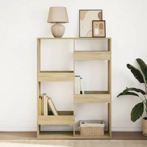  sonoma tölgy színű szerelt fa könyvespolc 100 x 33 x 135 cm