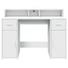  fehér szerelt fa íróasztal LED-világítással 120 x 55 x 91 cm