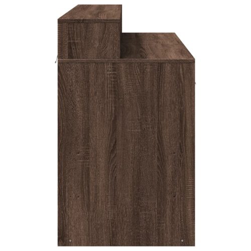  barna tölgy színű szerelt fa íróasztal LED-ekkel 120x55x91 cm