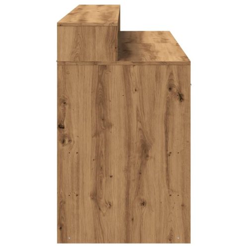  kézműves tölgy színű szerelt fa LED-es íróasztal 140x55x91 cm