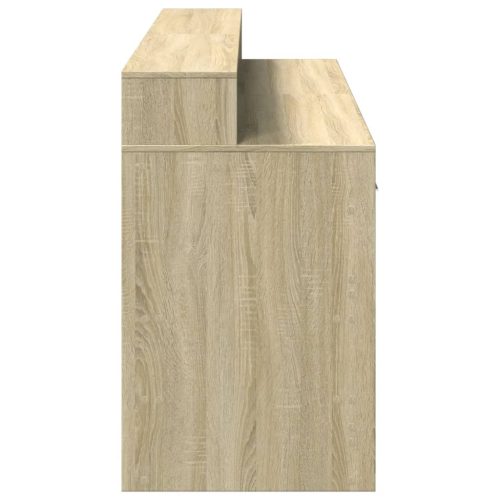  sonoma tölgy színű szerelt fa íróasztal LED-ekkel 160x55x91 cm