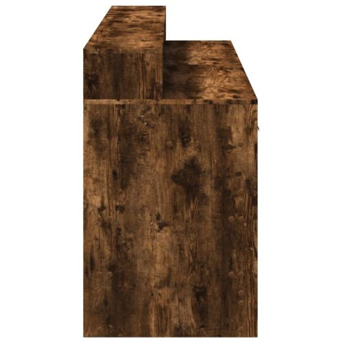  füstös tölgy színű szerelt fa íróasztal LED-ekkel 160x55x91 cm