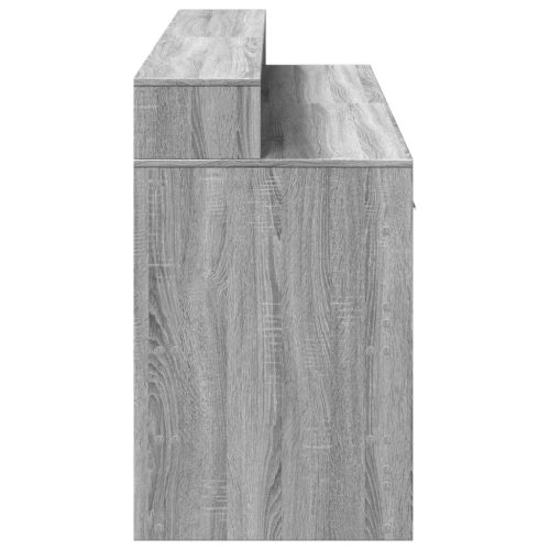  szürke sonoma színű szerelt fa íróasztal LED-ekkel 160x55x91 cm