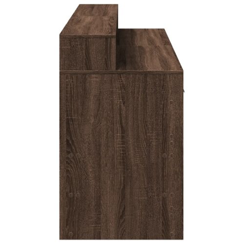  barna tölgy színű szerelt fa íróasztal LED-ekkel 160x55x91 cm