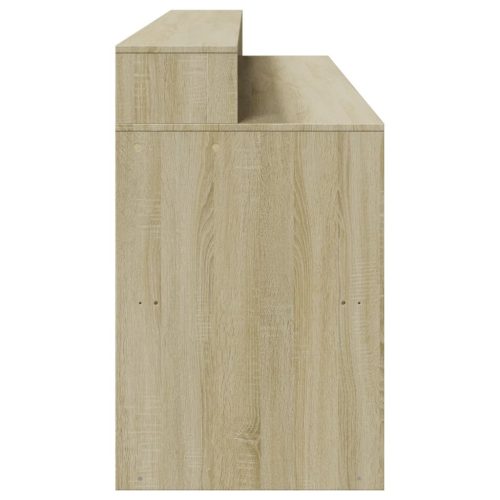  sonoma tölgy színű szerelt fa íróasztal LED-ekkel 200x55x91 cm