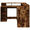  füstös tölgy színű szerelt fa íróasztal LED-ekkel 130x130x91 cm