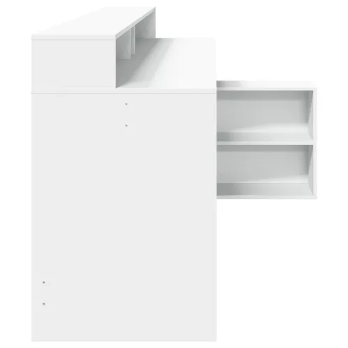  fehér szerelt fa íróasztal LED-világítással 200 x 104 x 91 cm