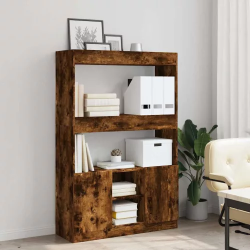  füstös tölgy színű szerelt fa magasszekrény 92 x 33 x 140 cm