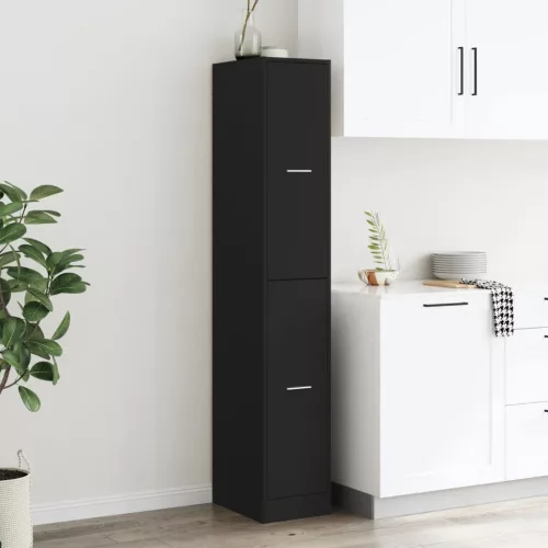  fekete szerelt fa patikaszekrény 30 x 41 x 174,5 cm