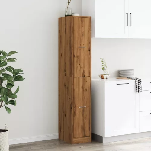  kézműves tölgy színű szerelt fa patikaszekrény 30x41x174,5 cm