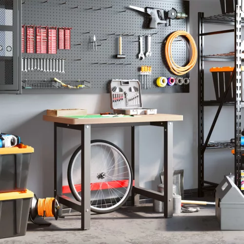  tömör bükkfa négyszög alakú munkapad 100 x 60 x 83 cm