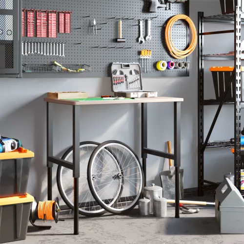  tömör tölgyfa négyszög alakú munkapad 100 x 60 x (71,5-98) cm