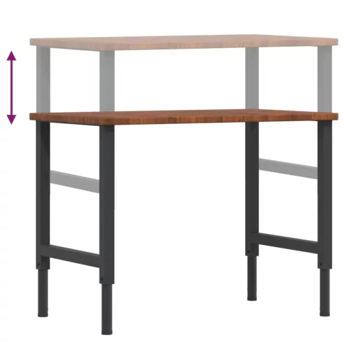  sötétbarna tölgyfa négyszög alakú munkapad 100x60x(71,5-98) cm