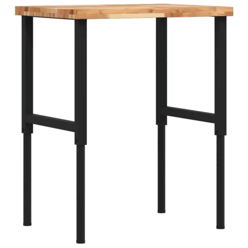  tömör bükkfa négyszög alakú munkapad 80 x 60 x (73-99,5) cm