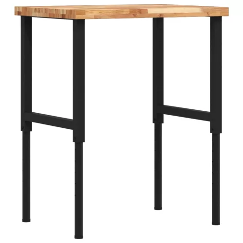  tömör bükkfa négyszög alakú munkapad 80 x 60 x (73-99,5) cm