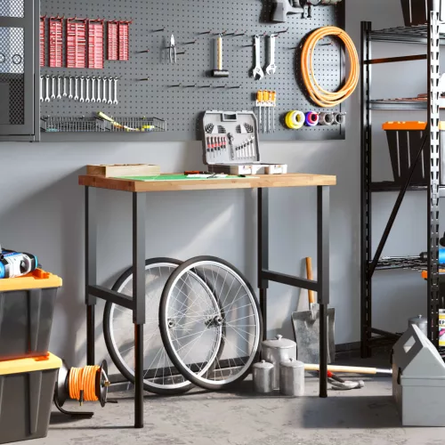  tömör bükkfa négyszög alakú munkapad 100 x 60 x (73-99,5) cm