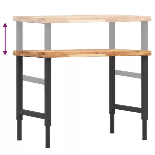  tömör bükkfa négyszög alakú munkapad 100 x 60 x (73-99,5) cm