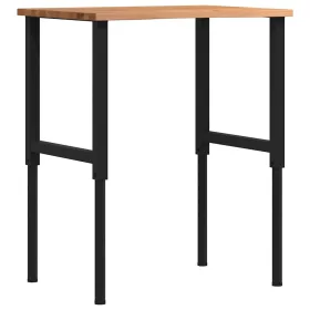    világosbarna tömör tölgyfa munkapad 80 x 60 x (71,5-98) cm