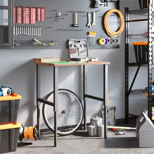  világosbarna tömör tölgyfa munkapad 80 x 60 x (71,5-98) cm