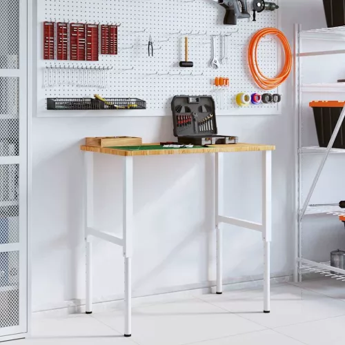  világosbarna négyszögű tölgyfa munkaasztal 100x60x(71,5-98) cm